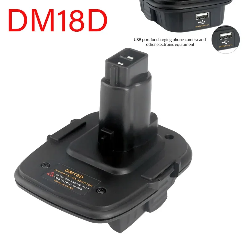 

For Dewalt 18V/20V Lithium Battery DCB205 Convert NiCad & NiMh Battery Tools DM18D 20V Battery Adapter with USB for Milwaukee