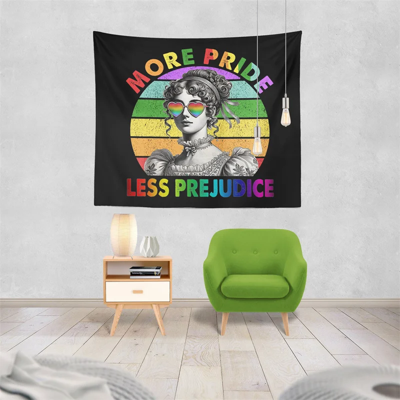 Gaslight Gatekeep Girlboss More Pride Less Prejudice Pride Month LGBTQ Tapestry Wall Hanging Art for Bedroom Living Room