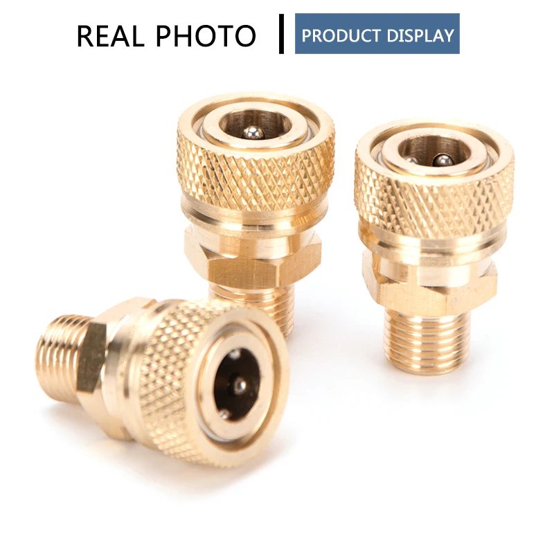 M10x1 Thread Male Quick Disconnect Release 8mm Air Refilling Coupler Sockets Copper Fittings 40mpa Regular style 1pc/set