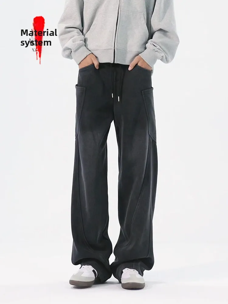 

Мужские повседневные спортивные брюки Waed: весенне-осенние, прямые, в американском стиле, свободного кроя, удобные, с прямыми штанинами