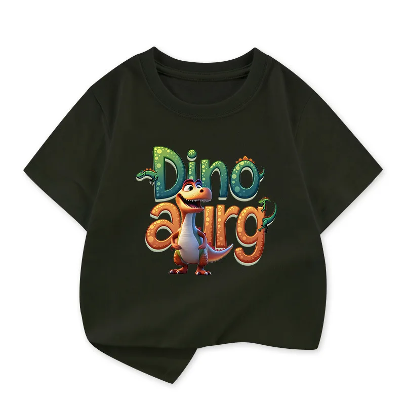 

New Summer Children's Short-sleeved T-shirt with Dinosaur Print Three-dimensional Cartoon Base Layer Kids Clothes