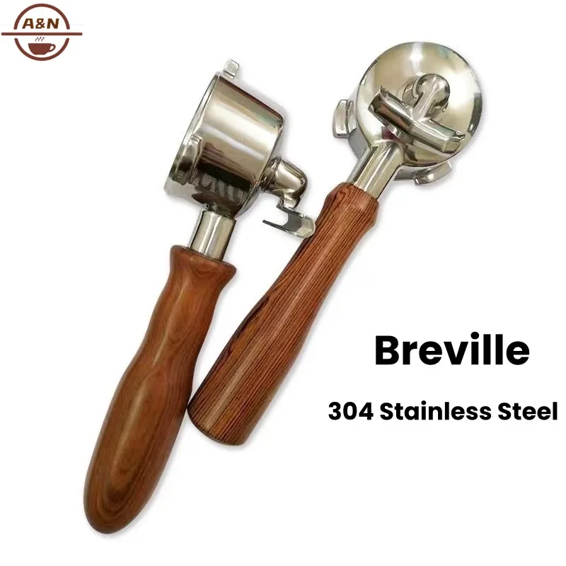 54mm Double Spout Coffee Portafilter Rosewood Handle &18-21G Filter Basket Fits Breville Barista Express, Pro,Touch, Bambino