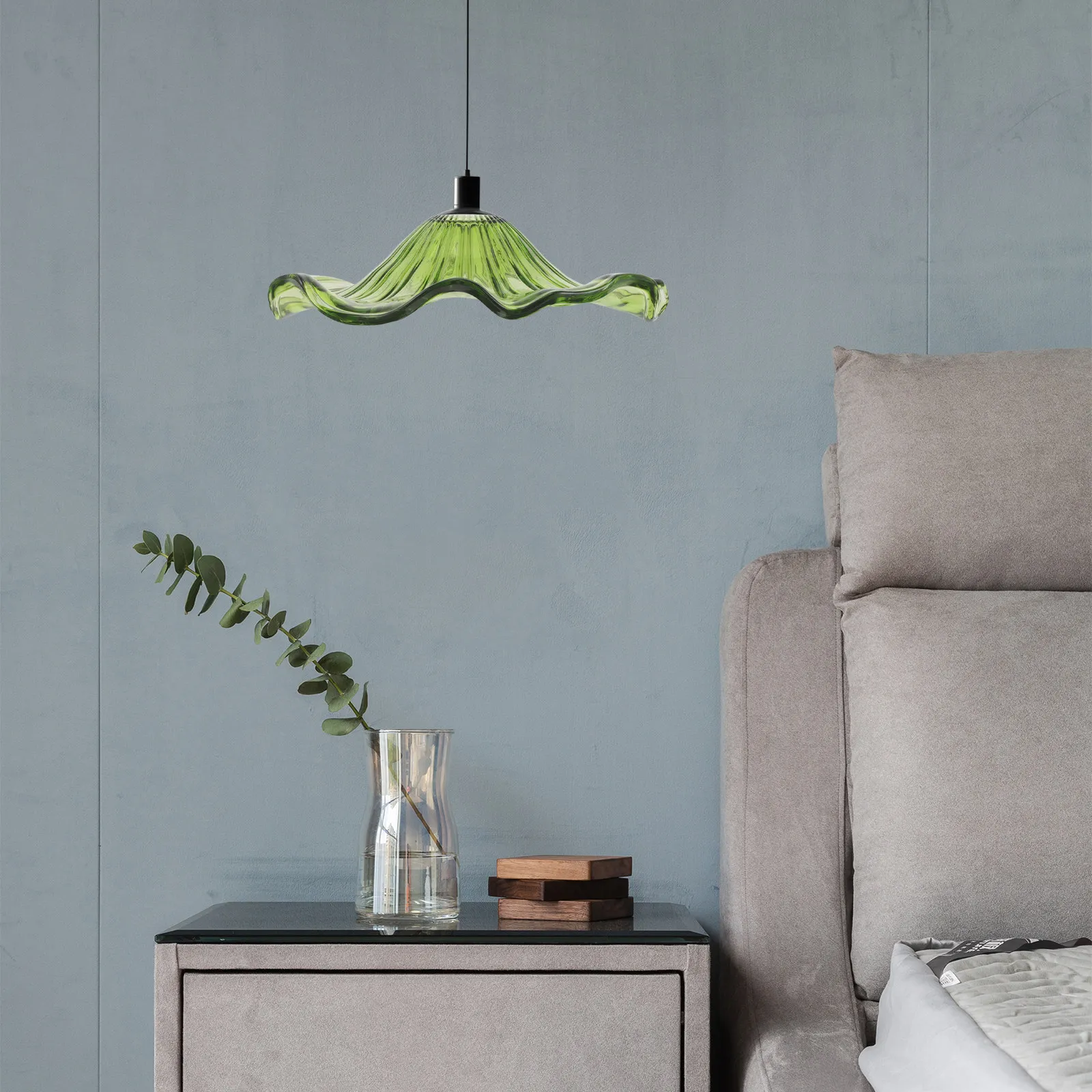 

Lotus Leaf Green Glass Pendant Lamp Shade Replacement Soft Diffused Light Fixture Accessory for Modern Living Room Bedroom Decor