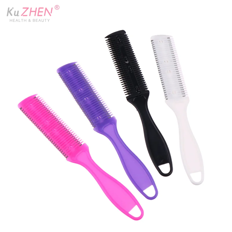 5 قطعة سكين مزدوج الوجهين قطع الشعر مشط فرش مع شفرات حلاقة المتقلب قطع ترقق الحلاق صالون الشعر مشط الحلاق #3