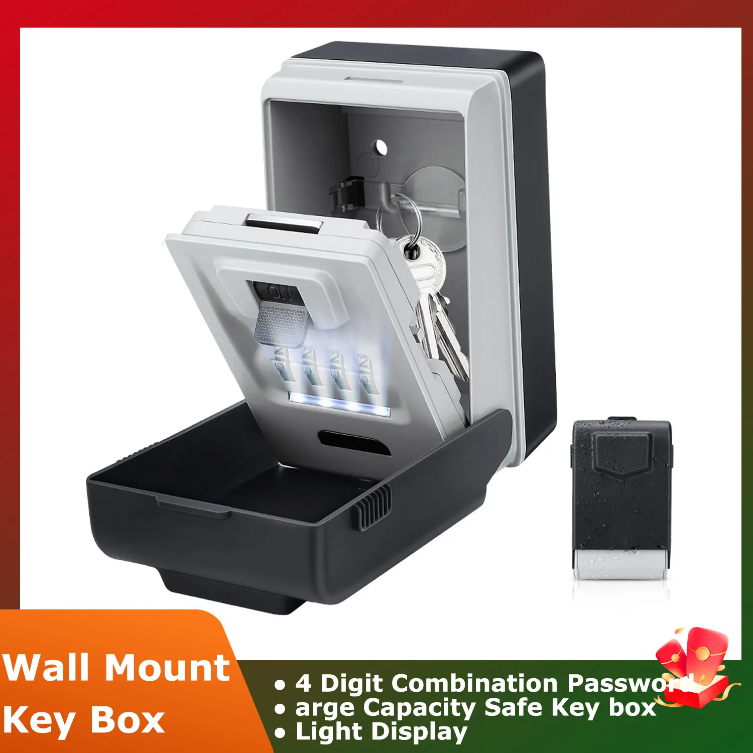 Anti Theft Large Capacity Safe Key Box Wall Mounted Key Box 4 Digit Combination Metal Key Safe Lock Box