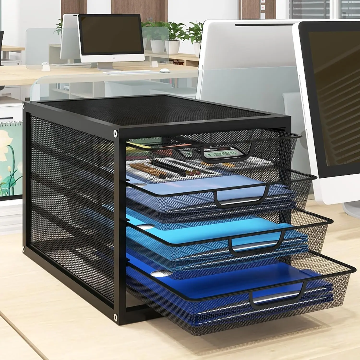 

Mesh Desk Organizer with 4 Tier Sliding Drawers, Office Supplies Desktop Organizers and Accessories Stationery Storage,Hot Sale