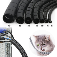 10m 8/10/16/22/28/32/42mm Cable Cover Protector Wire  Computer Cord Protective Bite Tube Clip Management Tools Spiral Winder