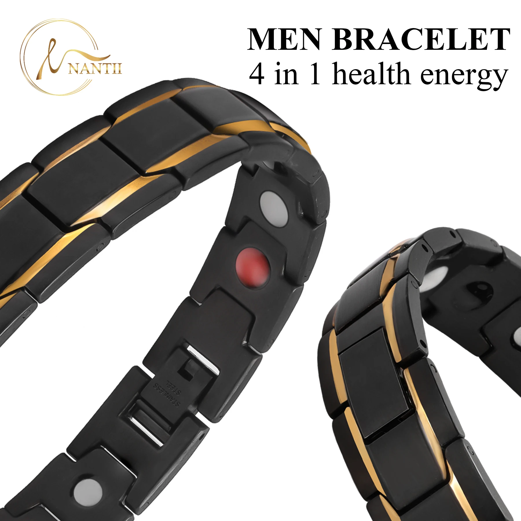 

Magnetic Therapy Bracelet fo Men 4 in 1 Energy Elements Enhance Fitness Bangle Promote Weight Loss Relieve Arthritis Pain