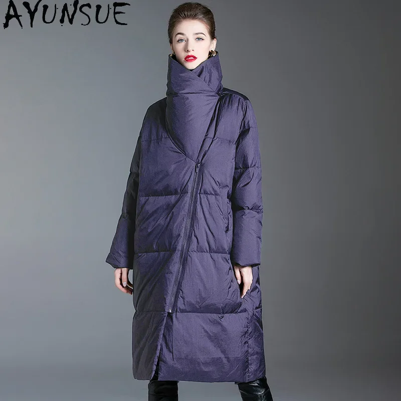 AYUNSUE White Duck Down Puffer Jacket Women Fashion Long Down Coats High Quality Outerwears Winter Warm Clothes куртка женская