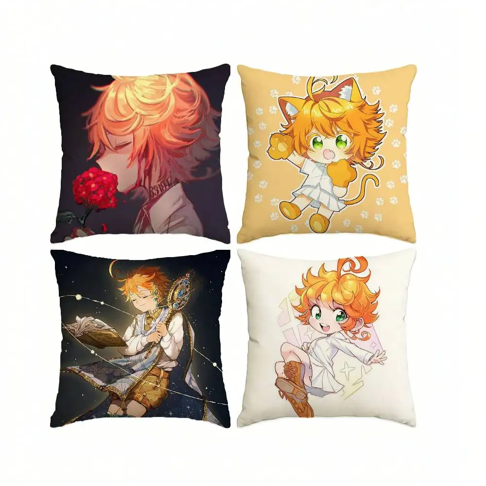 Anime T-The P-Promised Neverland E-Emma  Square Double-Sided printed Pillow Case Bedroom Bedside Pillow Sofa Cushion Cover