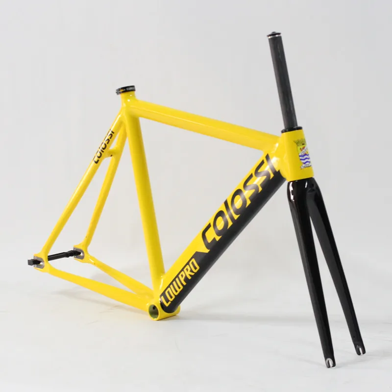 Colossi-fixed gear frame for Track bike, 700C frameset, made of aluminum, carbon fork, high quality, bicycle parts, 53/55cm