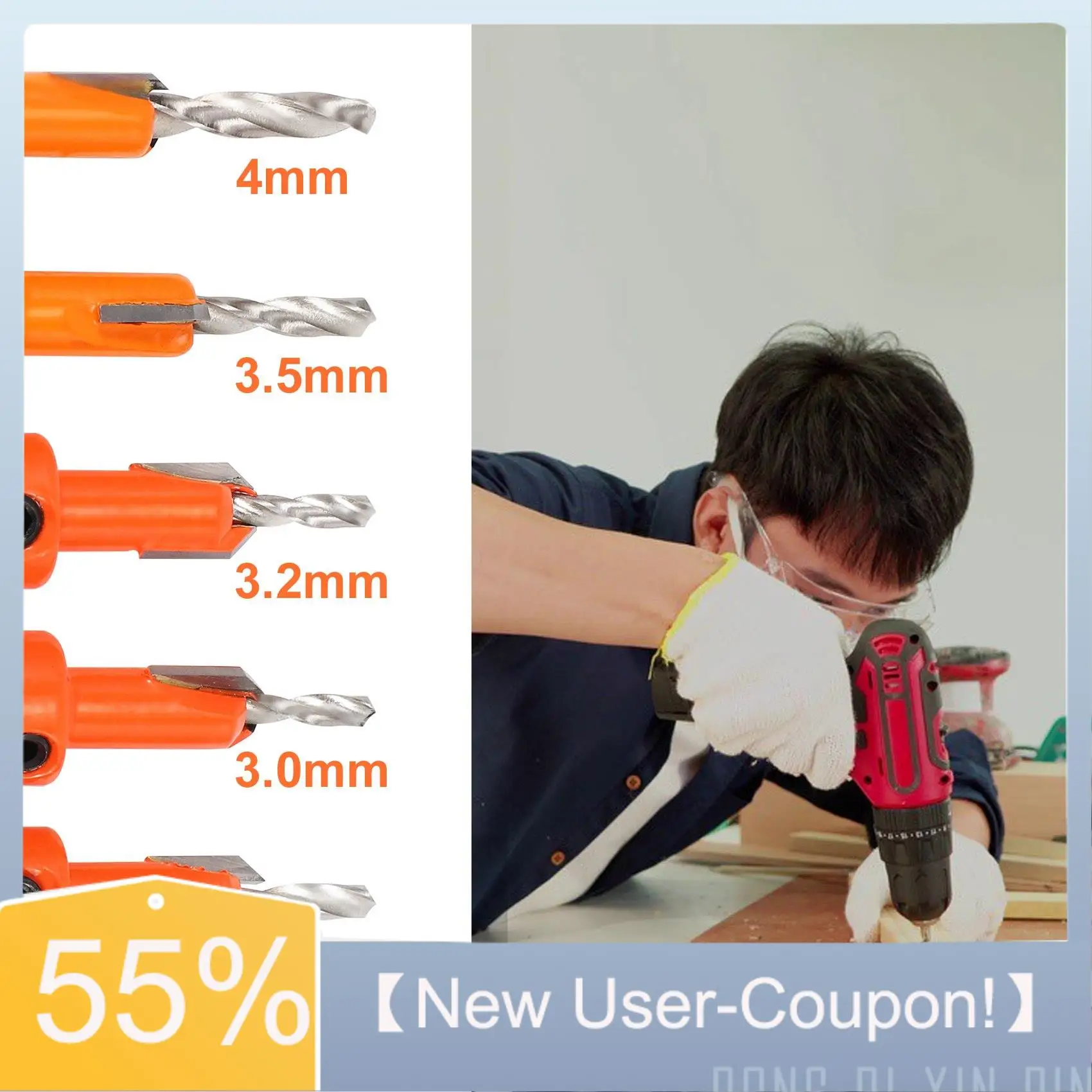 

【 Быстрая доставка】5 шт. сверло по дереву, сверло с зенковкой с хвостовиком 8 мм, набор сверл для обработки дерева, винт для установки сверл для раковины