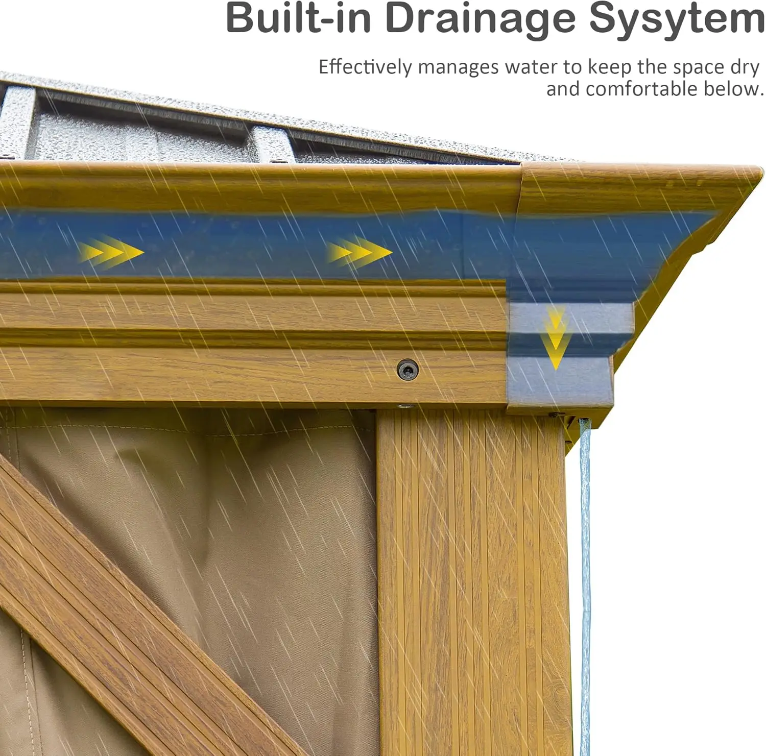 شرفة مرتفعة صلبة مقاس 14 × 20 قدمًا، وسقف مزدوج من الفولاذ المجلفن وإطار من الحبوب الخشبية #2