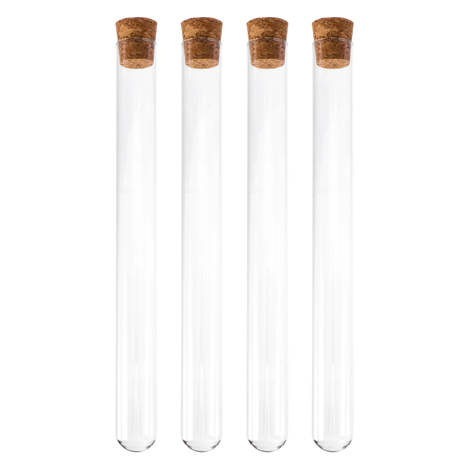 

4 Pcs Glass Bottle Flat Corks Clear Science Tubes Scientific Experiments Bamboo Bath Salt Vials Test with Stoppers