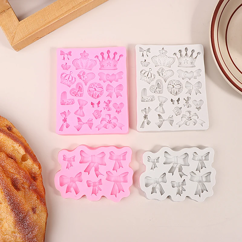 Stampo in Silicone per torta fondente 3D a forma di fiocco a corona per stampi in argilla polimerica fai da te strumento per la decorazione della torta di pasticceria al cioccolato da cucina