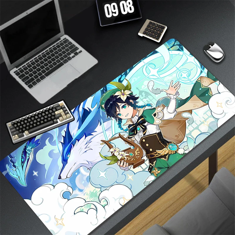 

Computer Gaming Accessories Cute Mousepad Office PC G-genshin Impact Venti Mouse Pad Keyboard Pad Desk Decoracion Anime Desk Mat
