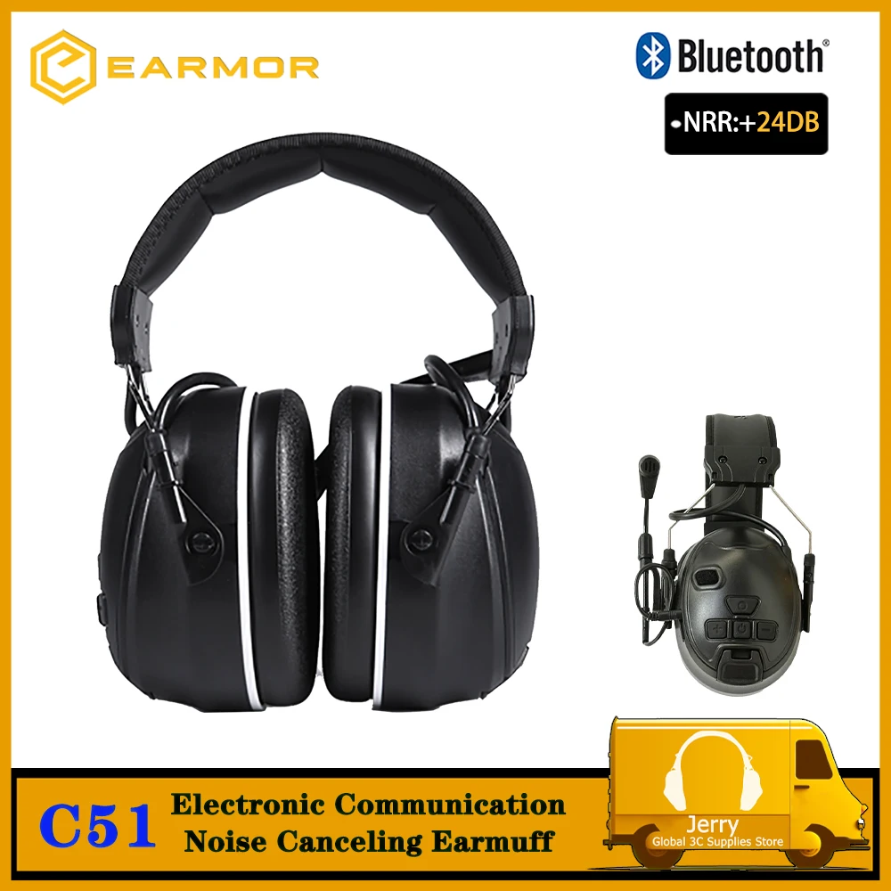 

EARMOR C51 электронная защита слуха Bluetooth 5,1 наушники с шумоподавлением и микрофоном, тактическая гарнитура для связи