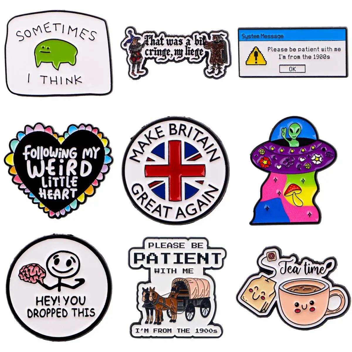 "أنا من القرن العشرين" يقتبس المينا دبوس الدماغ بروش ل معطف المرأة دبابيس بريطانيا شارات مجوهرات الأزياء أصدقاء هدية