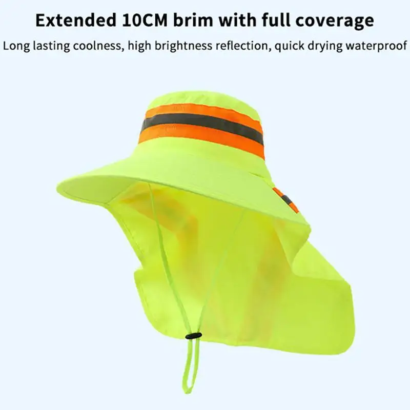 Reflektierender Sonnenhut, Sonnenschutz, Anti-UV, verstellbares Design, Bucket Hat mit großer Krempe, Nackenschutz, Sonnenschutz für Arbeiter im Freien. – Detail 3