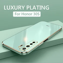 Luxury Square Plating Phone Case For Huawei Honor 30S 30 Pro Plus ShockProof Soft TPU Silicone Back Cover