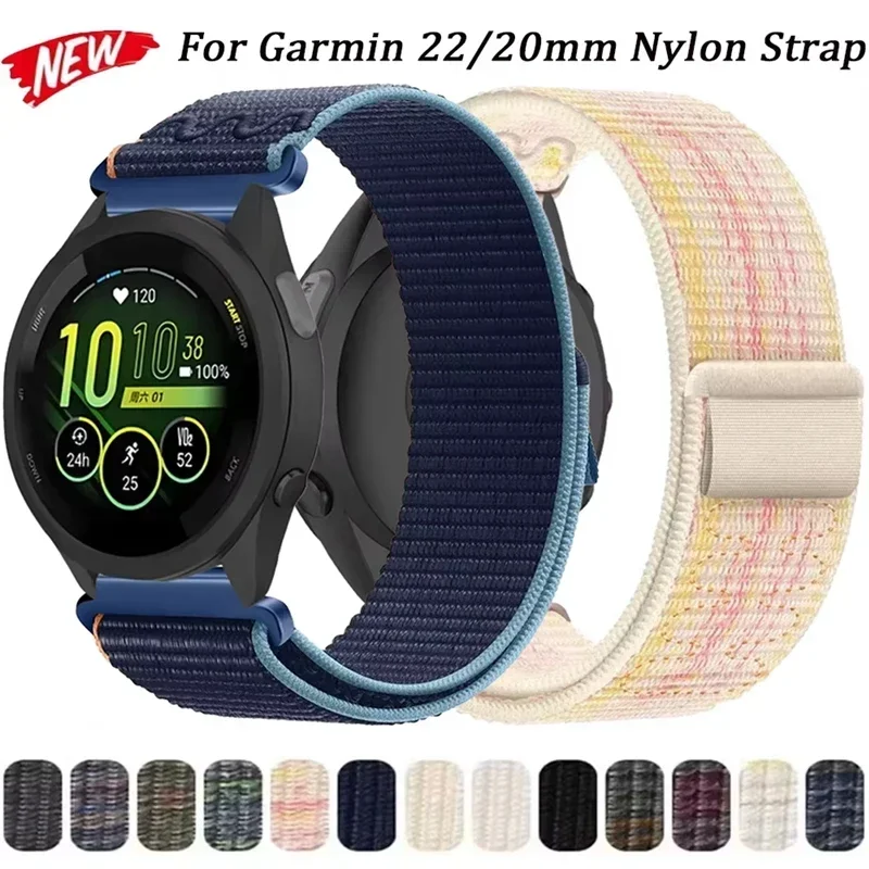 20/22 mm Stickerei-Nylonschlaufe für Garmin Forerunner 970 570 55 165 265 Musikband für Garmin Venu2-3/Approach S50/Vivoactive 5-6