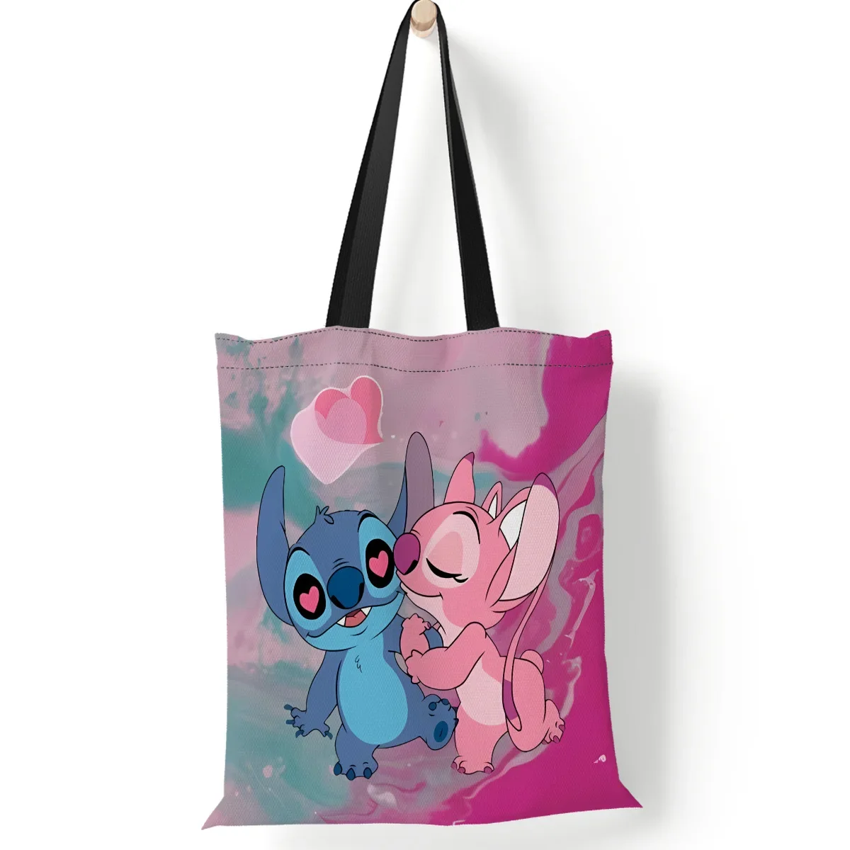 Disney Women\'s Handbag Mickey Mouse Lilo and Stitch Canvas Hand Bag Large Capacity Shopping Bags for Girls Shoulder Bags