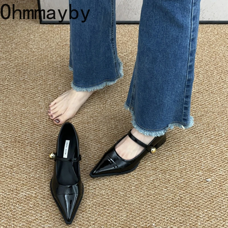 Designer Thick Heel Women Mary Jane Shoes Fashion Pointed Toe Shoes 2026 Spring Party Wedding Prom Female Pumps