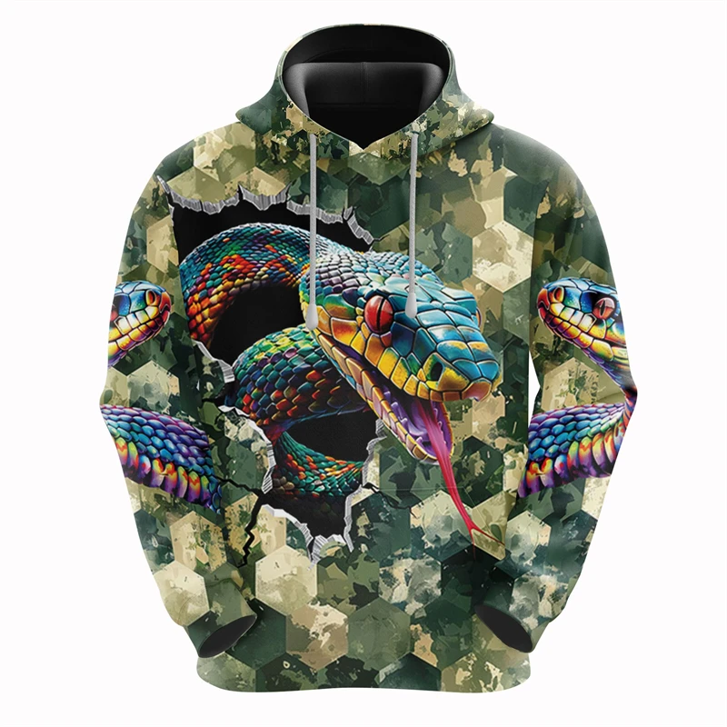 

Horror King Cobra 3D Printed Hoodie For Men Clothes Python Lover Sweatshirts Fashion Snake Streetwear Camo Pullover Y2k Tops