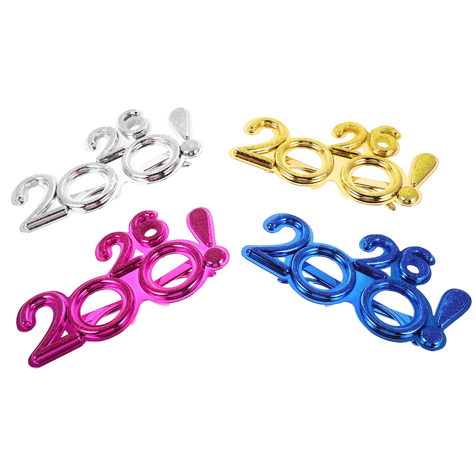

4Pcs Novelty Party Glasses 2026 Stylish Decorative Eyewear for New Year Celebration Festival Event Photo Booth Prop Family