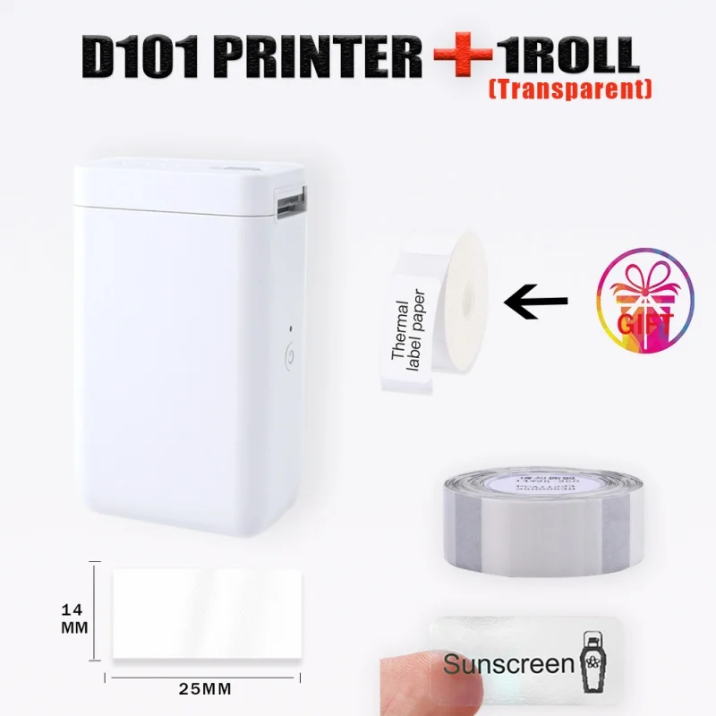 Mini Niimbot D101 Thermal Label Printer with Large Battery-capacity and Supports Long Time Use and Various Kinds of Label Papers