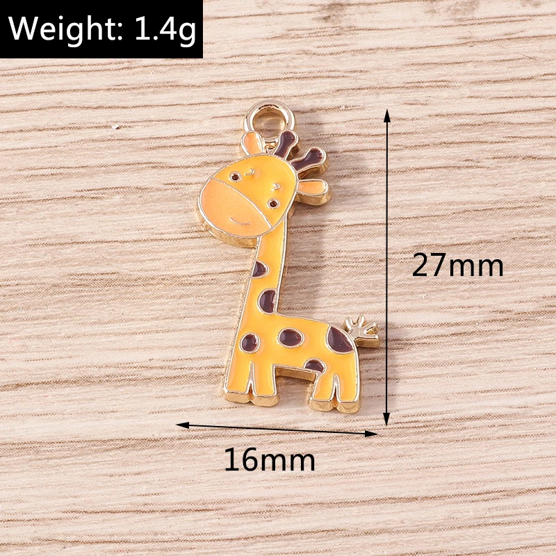 10pcs 16x27mm Cartoon Enamel Animal Giraffe Charms Pendants for Making Earrings Necklaces DIY Handmade Crafts Jewelry Findings