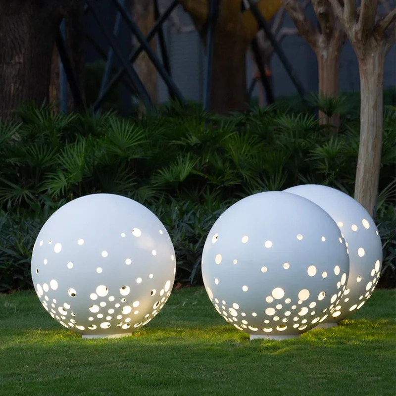 Hollowed Out Ball Sculpture Garden Large LED Circular Hollowed Out Lights Outdoor Waterproof Landscape Lawn Lights