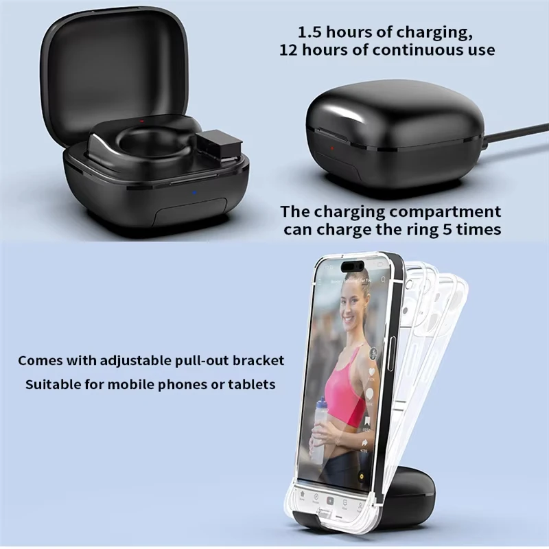 Кольцевая мышь, перезаряжаемая, мини-легкая, Bluetooth 2,4 г, двухрежимный, широкий, совместимый, пульт дистанционного управления, сканирование для селфи, короткое видео, речь