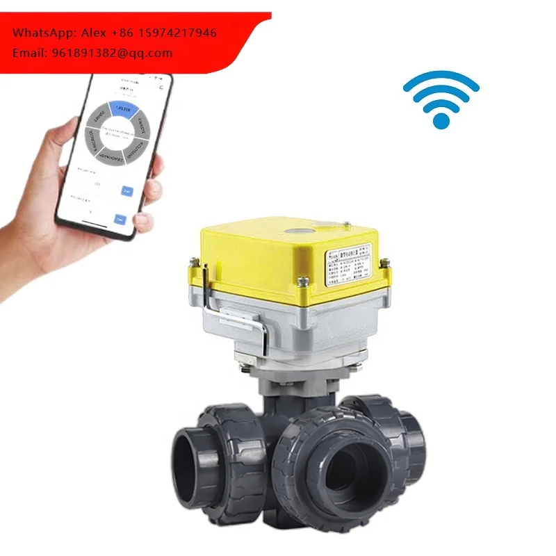 

Электрический шаровой кран AIBO T-port из ПВХ с электроприводом, настраиваемый, с поддержкой Wi-Fi