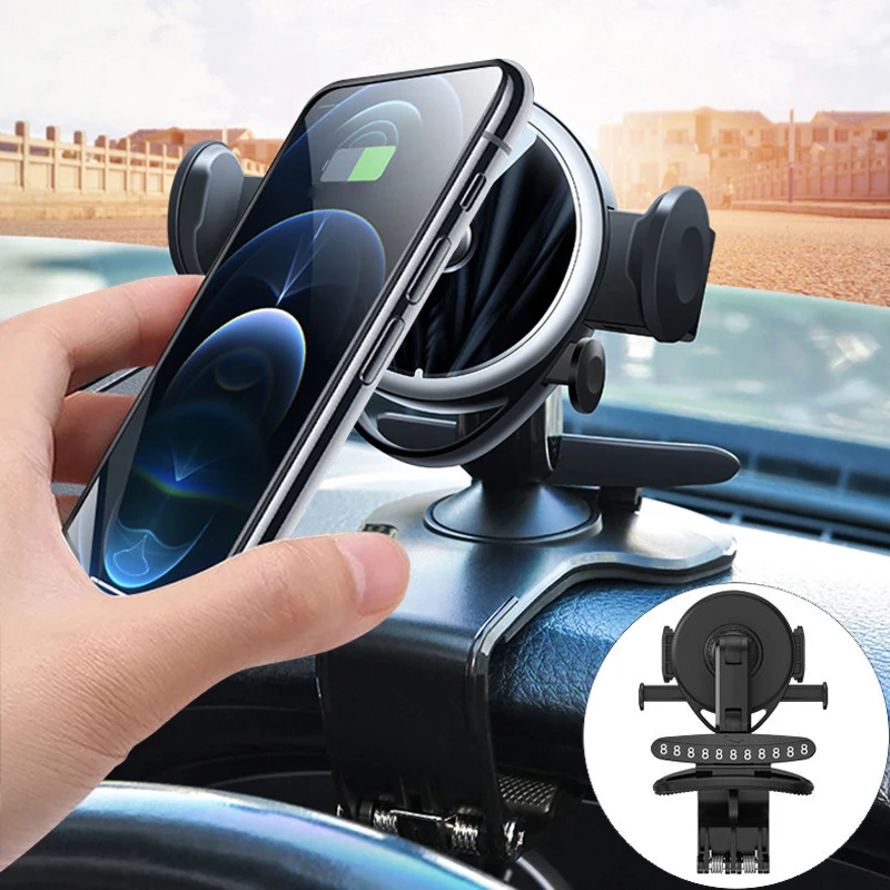 

HUD Car Dashboard Phone stand 360° Adjustable GPS Car Clips Holder Hidden Parking number for Mobile Phone car stand Support