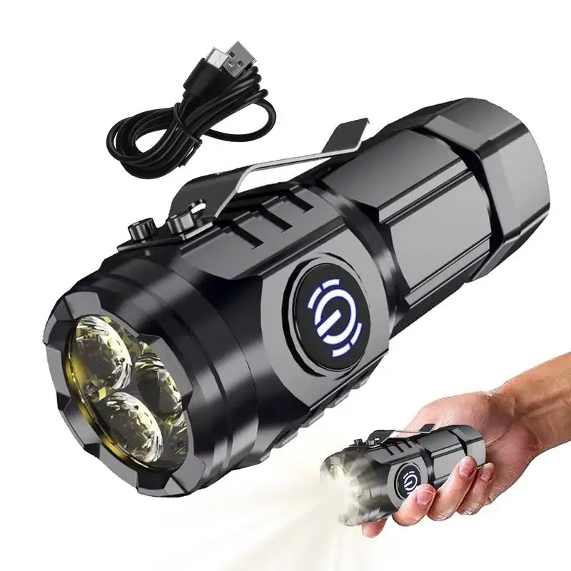 Rechargeable LED Mini Flashlight Water Resistant Compact Drop Resistant Small Flashlight With 5 Modes For Hiking Camping