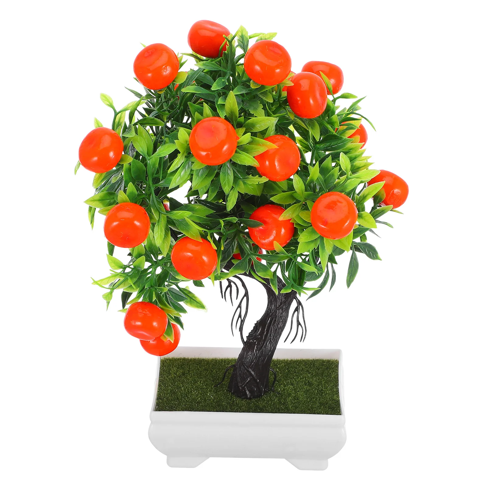 Flowerpot Artificial Fruit Tree Woman Plants Indoor Decorative Orange Plastic Faux Fake