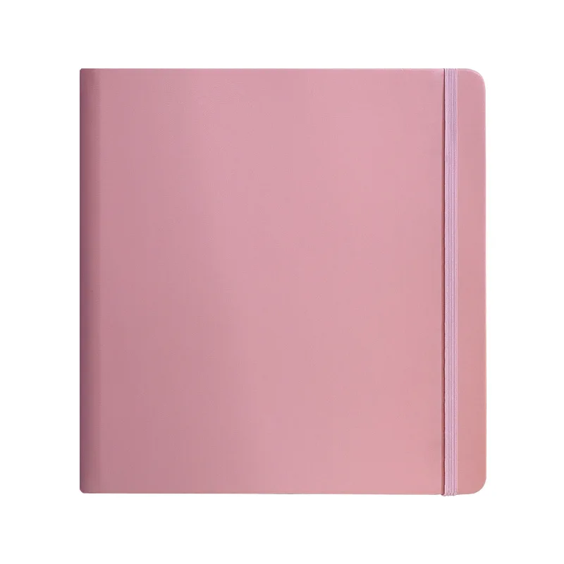 Square Strapped Notebook with Square Inside Pages Student Diary Study Stationery High-value Solid Color Leather Ledger