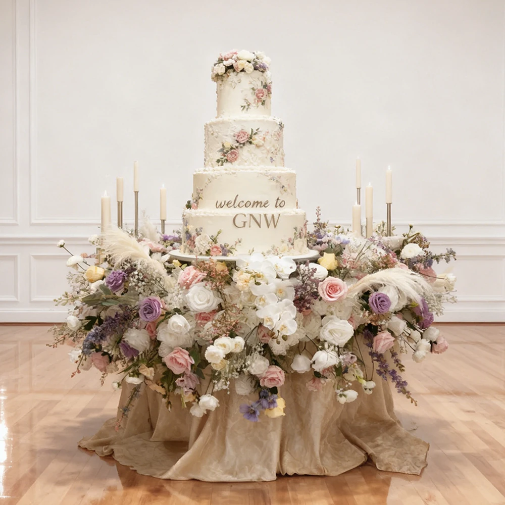 

Wholesale Wedding Cake Floral Decoration With Artificial Flowers Real Touch Silk Feel Custom Design High Quality
