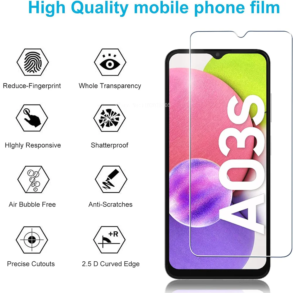 3PCS Tempered Glass For Samsung Galaxy A03 A23 A33 A53 A04 A14 A24 A15 Screen Protector on Samsung  A02 A22 4G A32 5G A72 glass