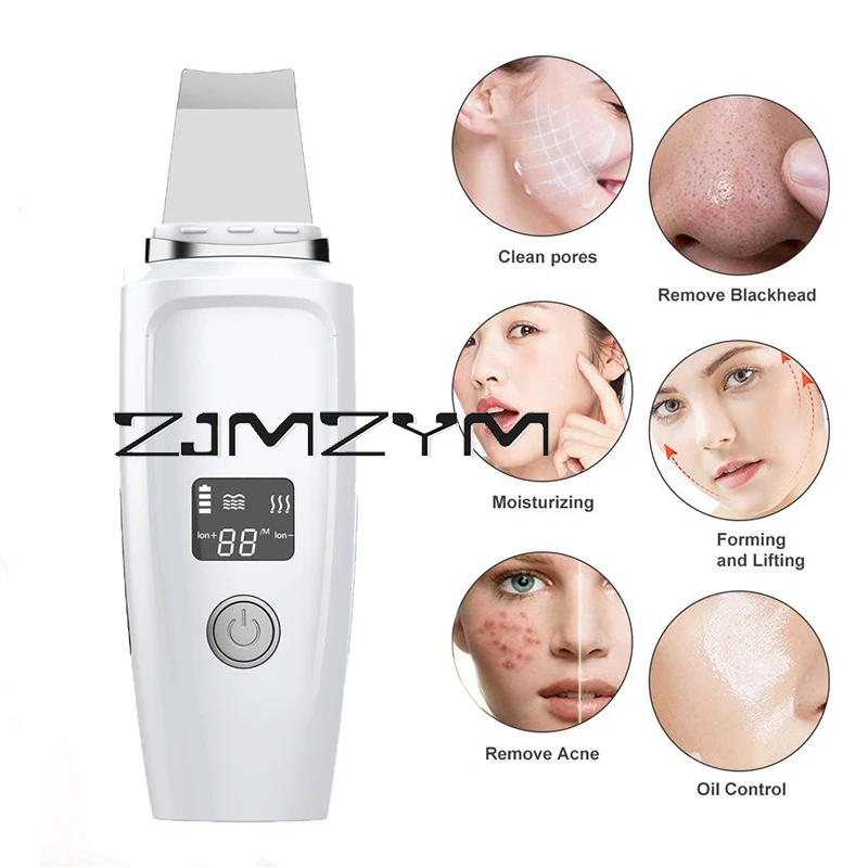 LCD Ultrasonic Skin Scrubber Blackhead Remover Sonic Face Skin Cleaning Peeling Device Comedone Extractor Facial Beauty Tool