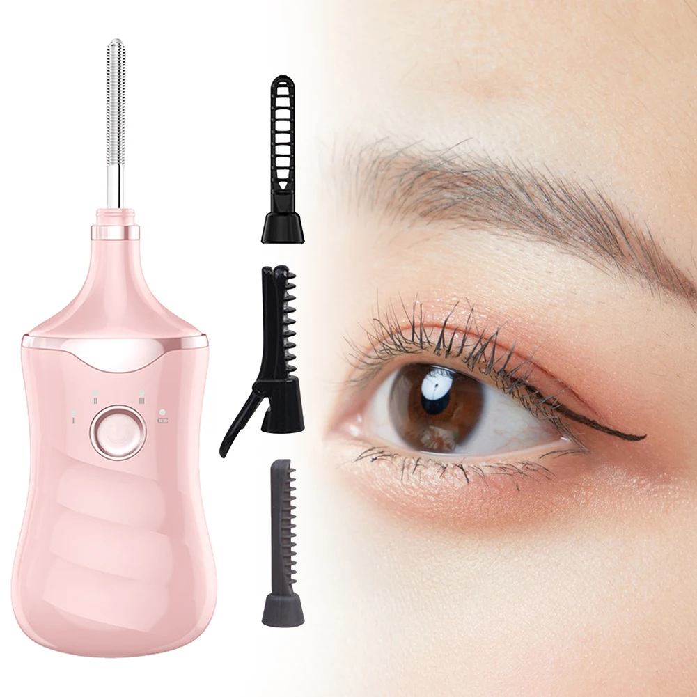 360° Heated Eyelash Curler Portable Eyelash Curling Device With Comb Design Electric Eye Beauty Tool Makeup Supplies