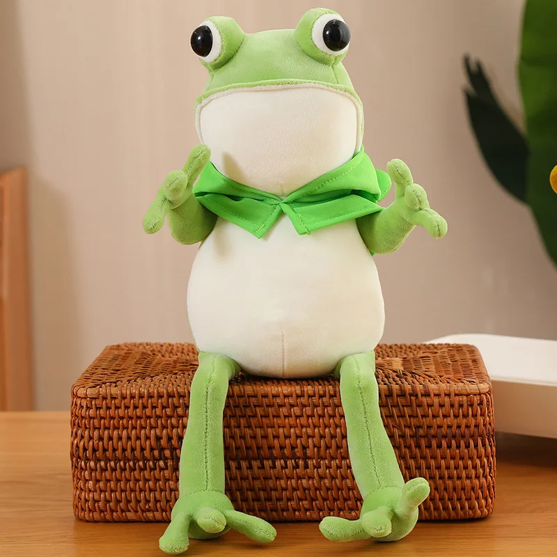 Peluche grenouille verte avec Everak pour garçons et filles, animal en peluche moelleux, oreiller doux au beurre, figure mignonne, cadeaux d'anniversaire, 45-80cm