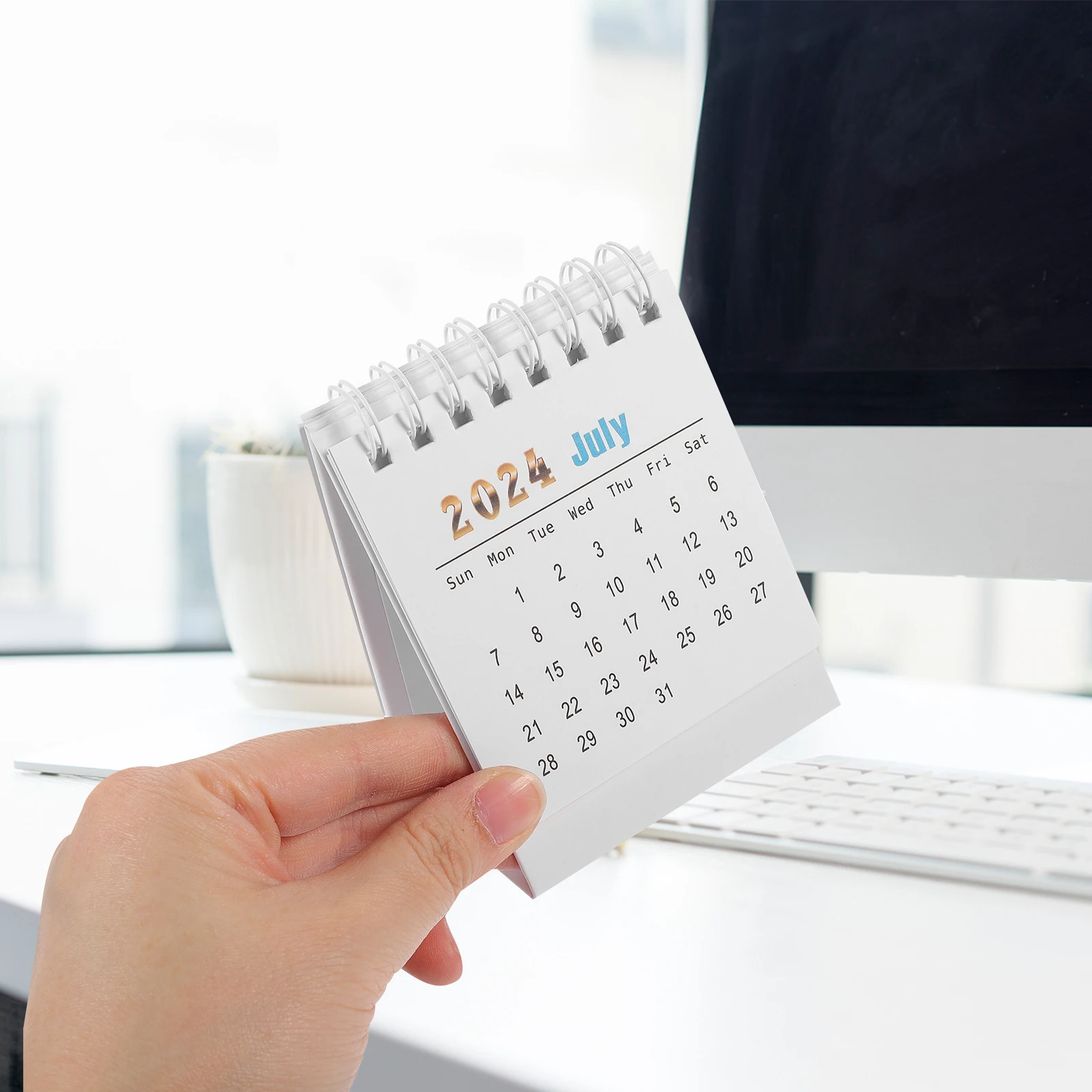 

Desktop Calendar 2024 Mini Black Tabletop Planner Paper Schedule Tracker Home Office School Decor 2024-2025