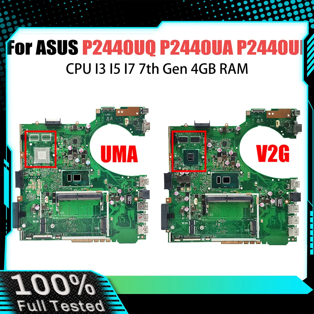 

P2440U Материнская плата для ноутбука ASUS PRO P2440UQ P2440UA P2440UF P2440 Материнская плата для ноутбука Процессор I3 I5 I7 7-го поколения 4 ГБ ОЗУ 940MX