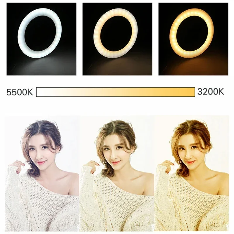 16 см светодиодный кольцевой заполняющий светильник для видеоконференций с регулируемой яркостью для Youtube Tiktok Makeup Beauty Blogger Selfie со настольной подставкой-штативом