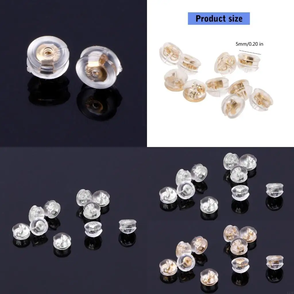 Safety 10x/Set Mushroom Clutch Stopper 18k Gold Silicone Earring Backs