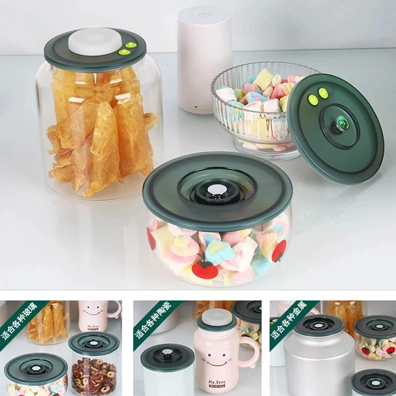 Vacuum Lid for Container Fresh Keeping Lid Reusable Vacuum Sealing Lids BPA -Free Reusable Vacuum Lid with Pump Keep Food Fresh