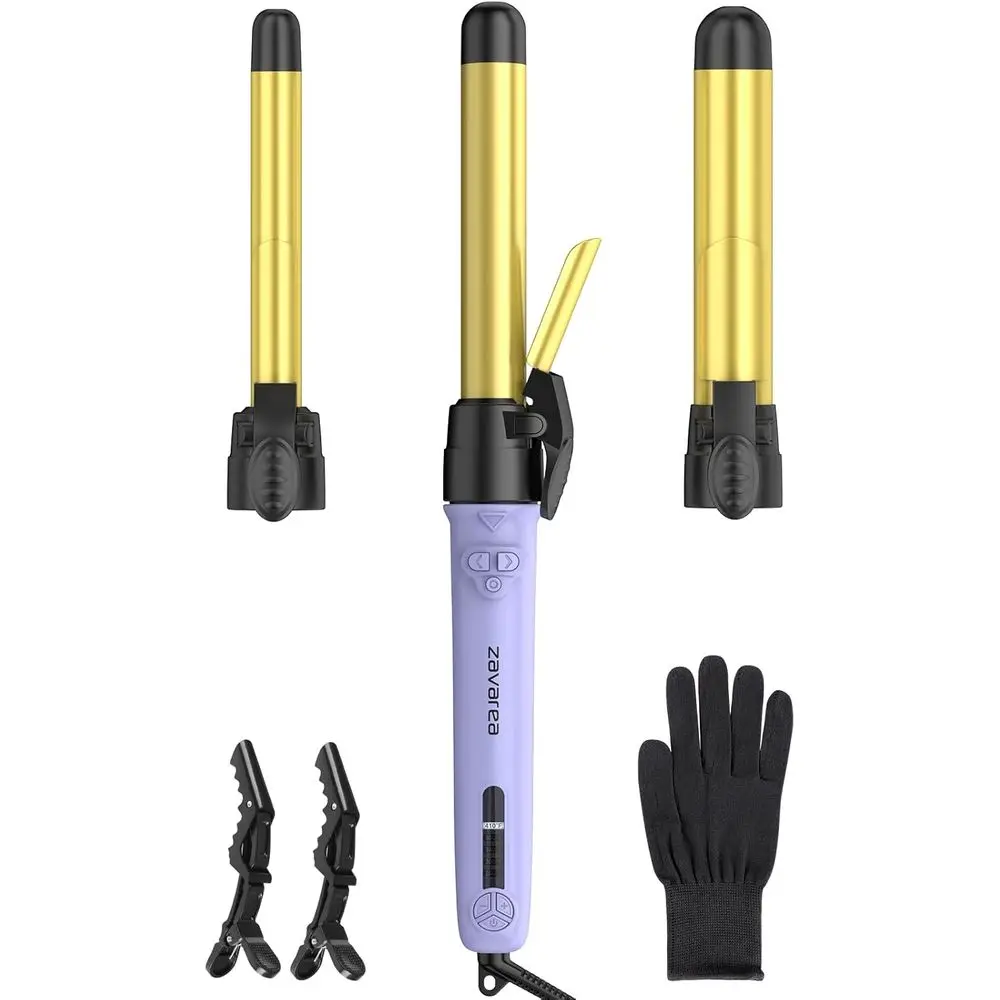 

3-in-1 Curling Iron Set for Long Hair: Easy Beach Waves with 5 Heat Settings up to 430°F
