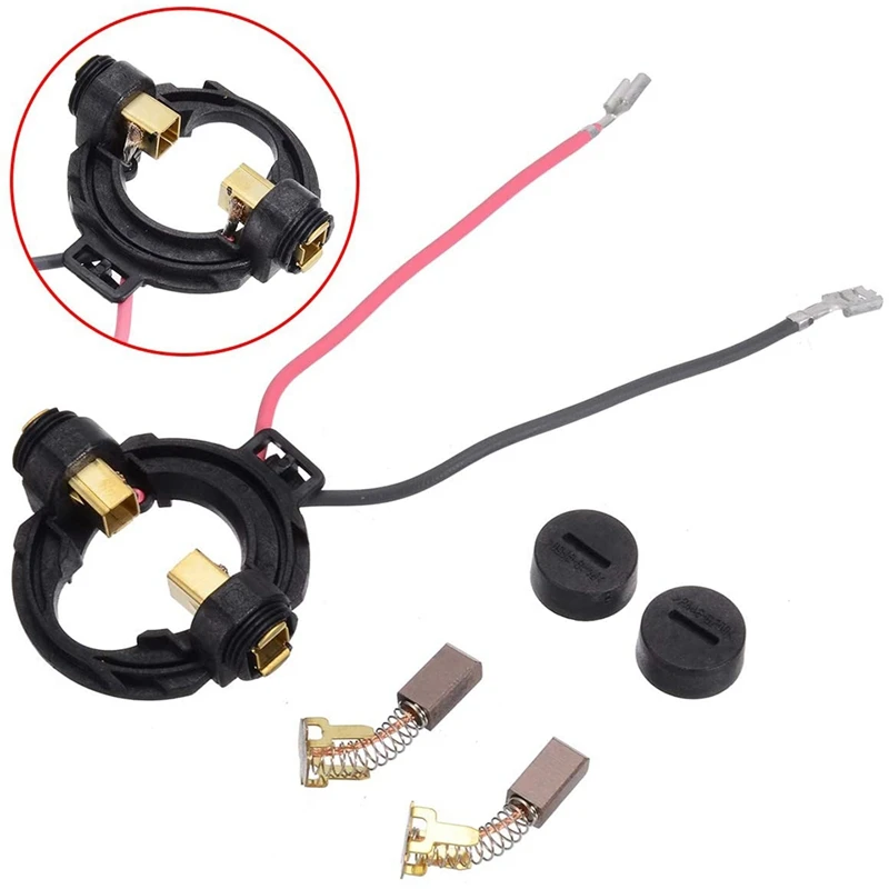 ¡CALIENTE! 1 par de escobillas de carbón + soporte + piezas de repuesto de tapa de escobillas de carbón para HITACHI 328202 334696   G18DSL G18DL G14DSL G14DL
